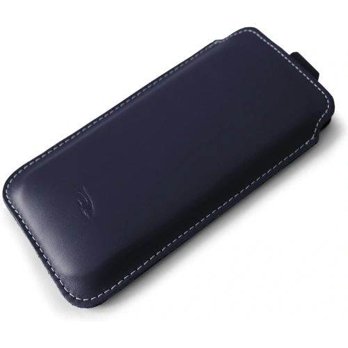 Skórzane etui wsuwane LURESKO LILLA XXXL wsuwka na telefon 6.5' - 6.9' (niebieski gładki biała nić)