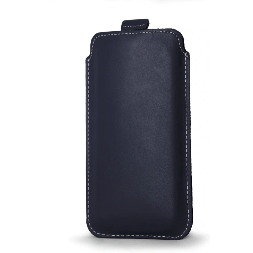 Skórzane etui wsuwane LURESKO LILLA XXXL wsuwka na telefon 6.5' - 6.9' (niebieski gładki biała nić)