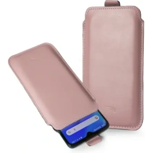 Wholesale LURESKO LILLA XXXL leather slip case slip for phone 6.5' - 6.9' (smooth pink with white thread) - LUR39 - {ean13} - Hurt