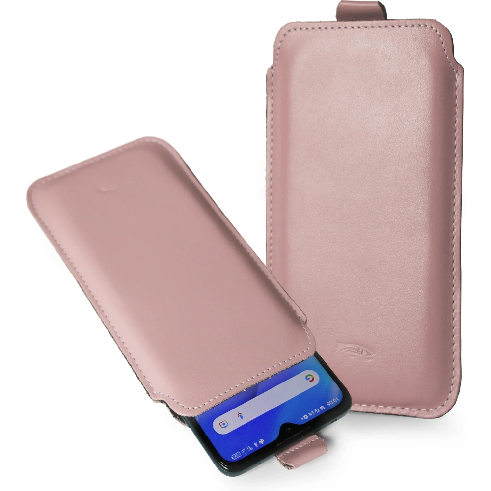 Wholesale LURESKO LILLA XXXL leather slip case slip for phone 6.5' - 6.9' (smooth pink with white thread) - LUR39 - {ean13} - Hurt