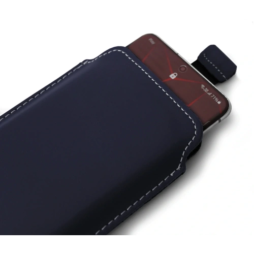 Skórzane etui wsuwane LURESKO LILLA XXXL wsuwka na telefon 6.5' - 6.9' (niebieski gładki biała nić)