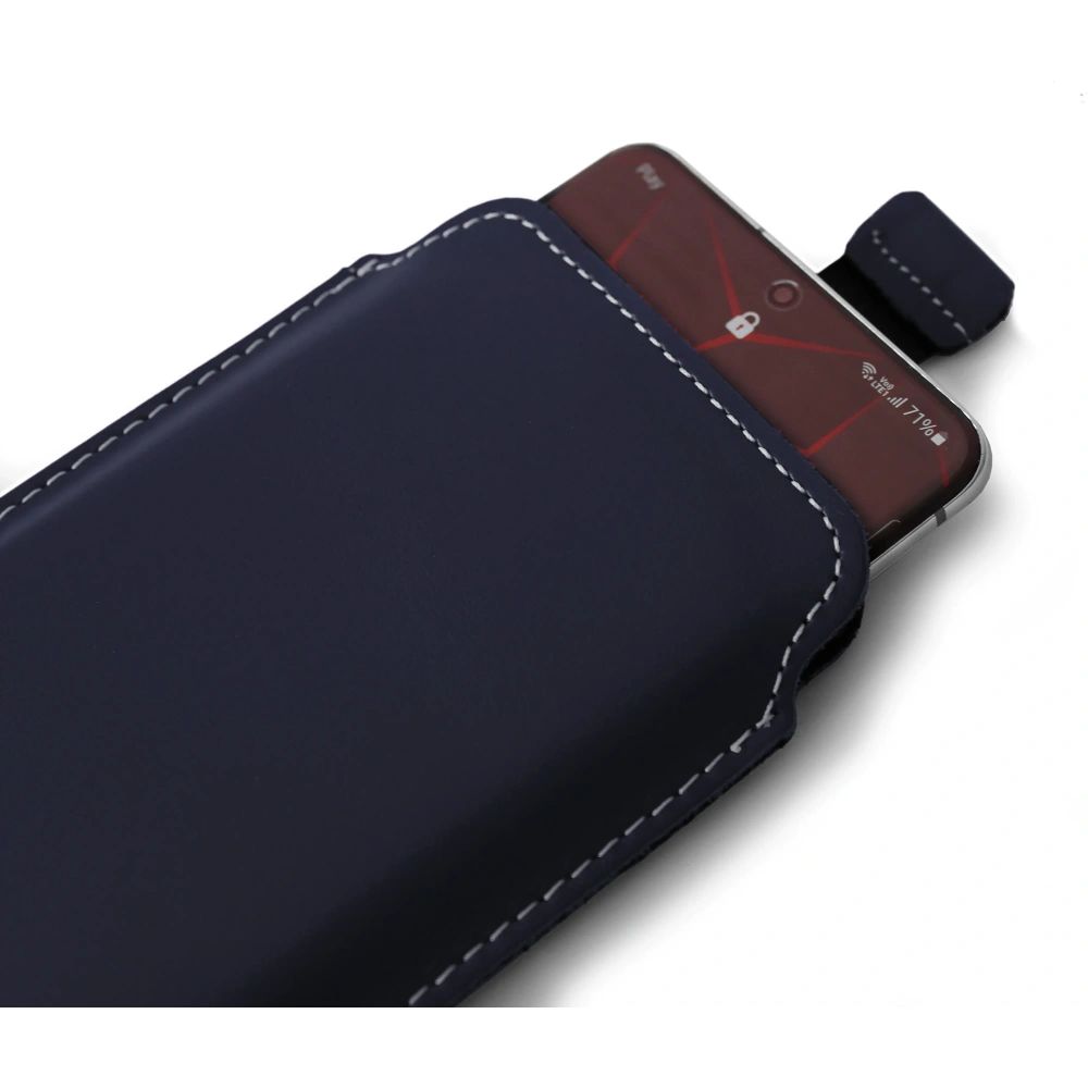 Wholesale LURESKO LILLA XXXL leather slipcase slipcase for phone 6.5' - 6.9' (blue smooth with white thread) - LUR38 - {ean13} - Hurt