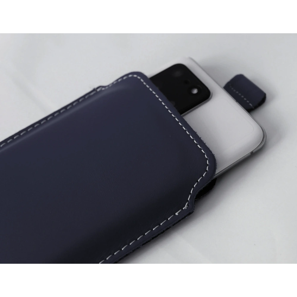 Wholesale LURESKO LILLA XXXL leather slipcase slipcase for phone 6.5' - 6.9' (blue smooth with white thread) - LUR38 - {ean13} - Hurt
