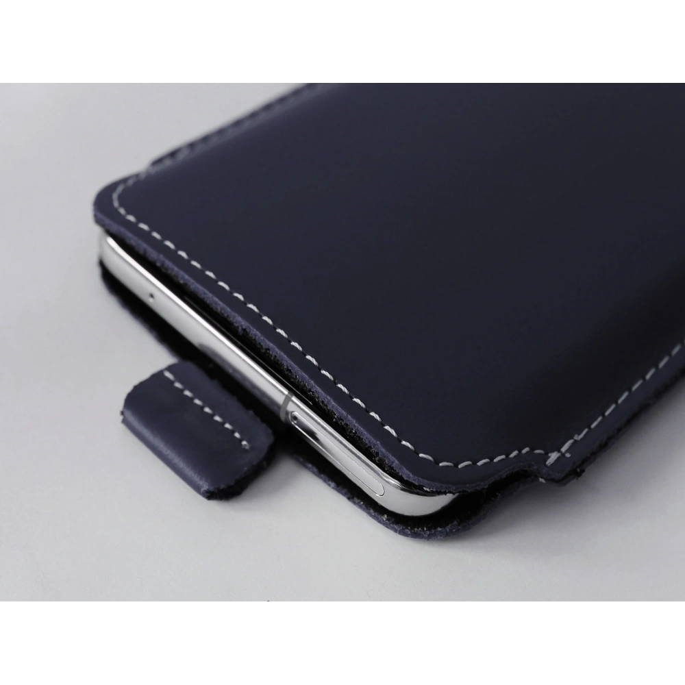 Wholesale LURESKO LILLA XXXL leather slipcase slipcase for phone 6.5' - 6.9' (blue smooth with white thread) - LUR38 - {ean13} - Hurt