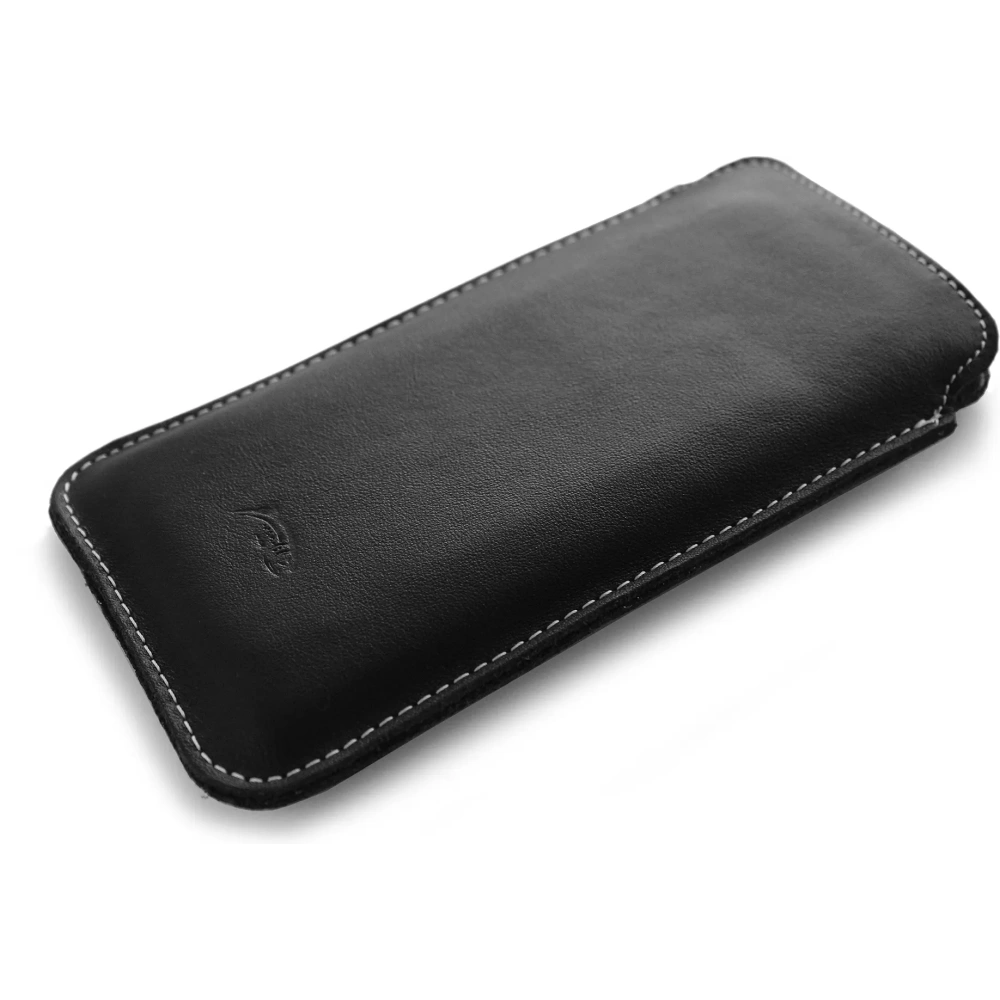 Wholesale LURESKO LILLA 4XL leather slipcase slip for a phone up to 7 inches, leather case (black smooth with white thread) - LUR40 - {ean13} - Hurt