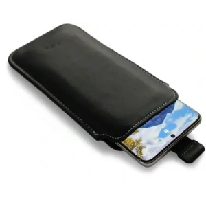 Wholesale LURESKO LILLA 4XL leather slipcase slip for a phone up to 7 inches, leather case (black smooth with white thread) - LUR40 - {ean13} - Hurt