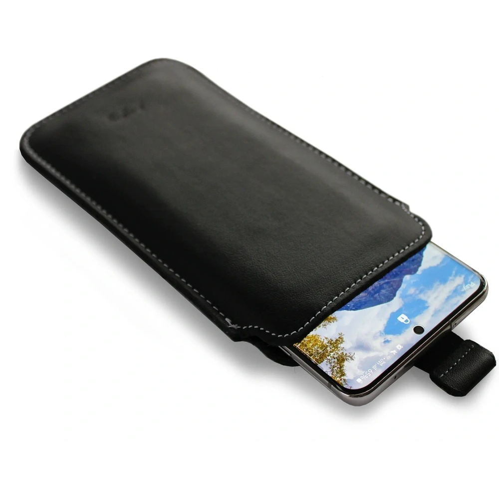 Wholesale LURESKO LILLA 4XL leather slipcase slip for a phone up to 7 inches, leather case (black smooth with white thread) - LUR40 - {ean13} - Hurt