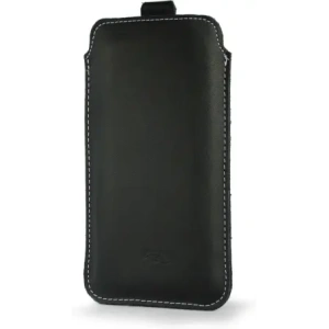 Wholesale LURESKO LILLA 4XL leather slipcase slip for a phone up to 7 inches, leather case (black smooth with white thread) - LUR40 - {ean13} - Hurt