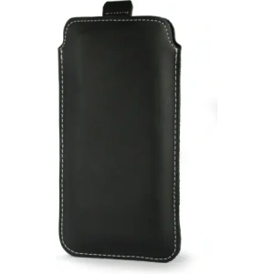 Wholesale LURESKO LILLA 4XL leather slipcase slip for a phone up to 7 inches, leather case (black smooth with white thread) - LUR40 - {ean13} - Hurt