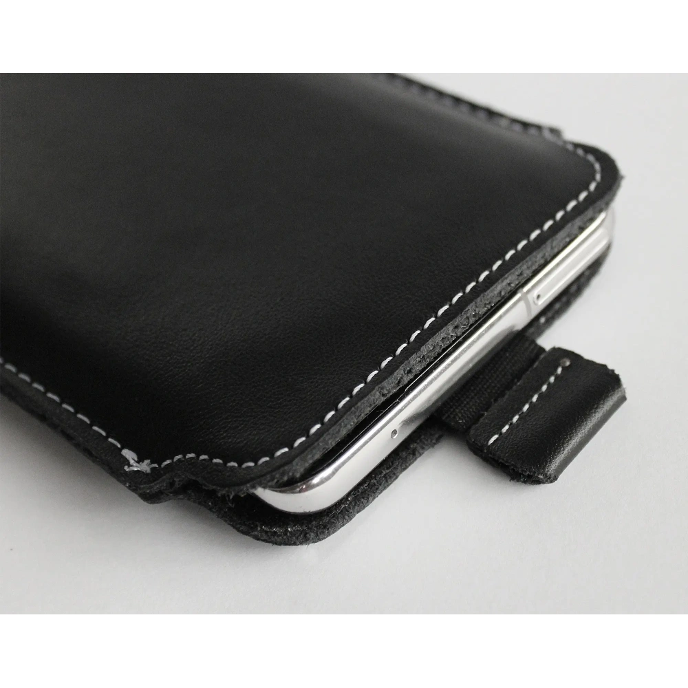 Wholesale LURESKO LILLA 4XL leather slipcase slip for a phone up to 7 inches, leather case (black smooth with white thread) - LUR40 - {ean13} - Hurt