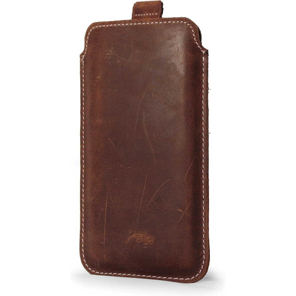 Wholesale LURESKO LILLA 4XL leather slip case slip-in for a phone up to 7 inches, leather cover (vintage brown with white thread) - LUR41 - {ean13} - Hurt