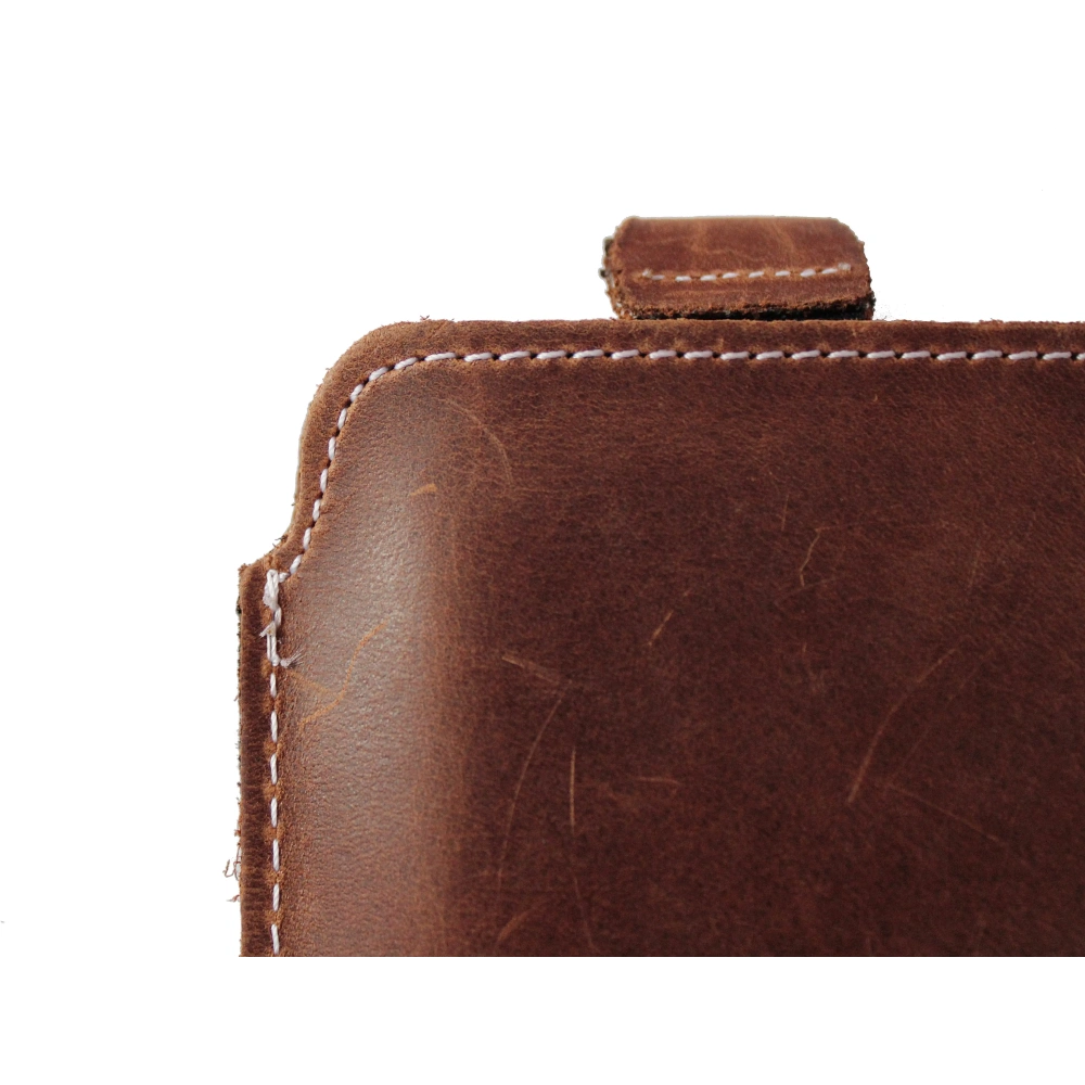 Wholesale LURESKO LILLA 4XL leather slip case slip-in for a phone up to 7 inches, leather cover (vintage brown with white thread) - LUR41 - {ean13} - Hurt