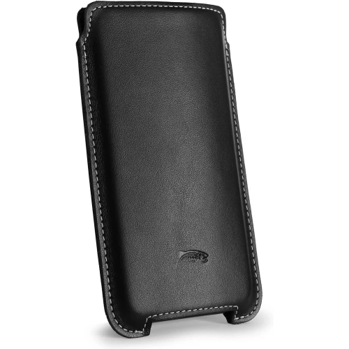 Skórzane etui LURESKO NORTHERN XXXL typu wsuwka na telefon (czarny gładki biała nić)