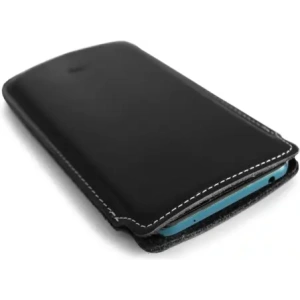 Wholesale LURESKO NORTHERN XXXL leather case slip-on for phone (black smooth with white thread) - LUR43 - {ean13} - Hurt