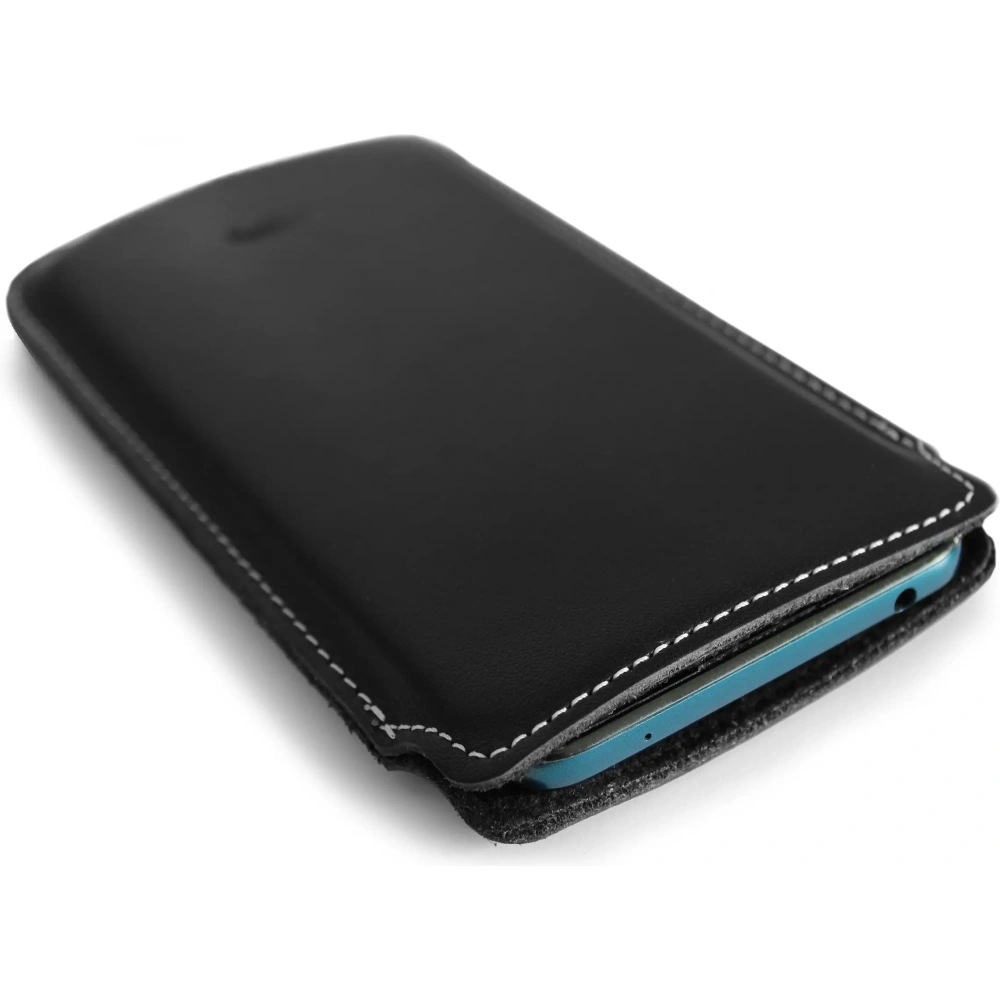 Wholesale LURESKO NORTHERN XXXL leather case slip-on for phone (black smooth with white thread) - LUR43 - {ean13} - Hurt