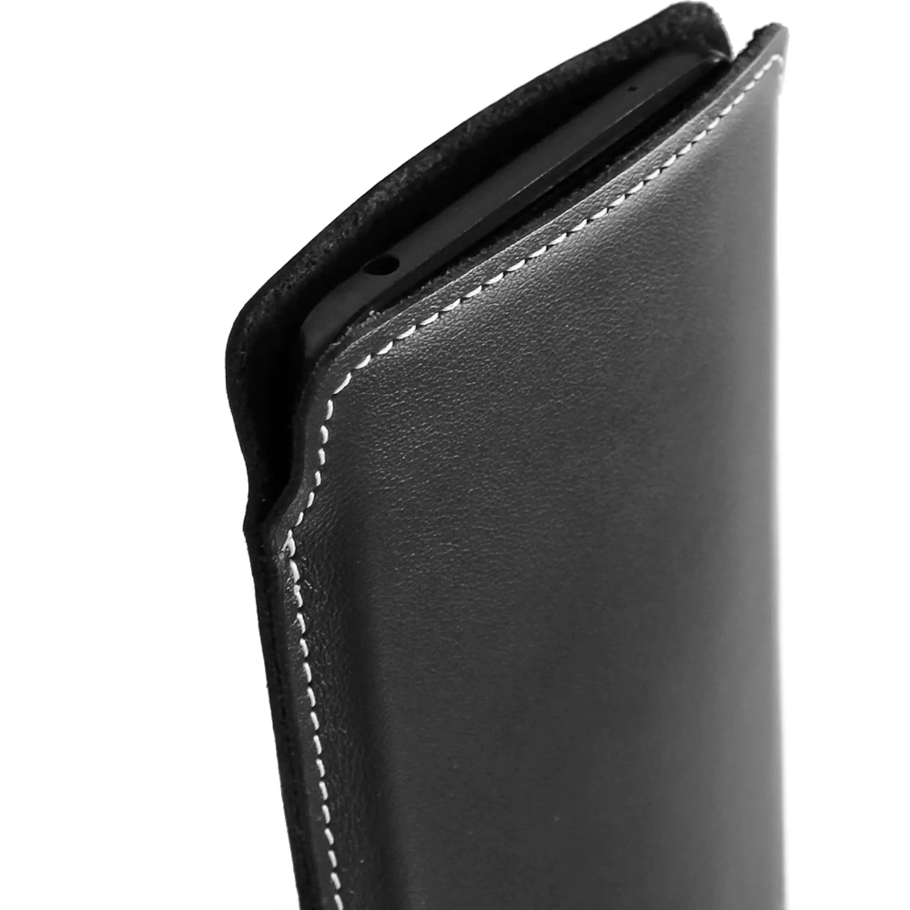 Wholesale LURESKO NORTHERN XXXL leather case slip-on for phone (black smooth with white thread) - LUR43 - {ean13} - Hurt