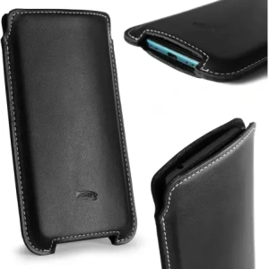 Wholesale LURESKO NORTHERN XXXL leather case slip-on for phone (black smooth with white thread) - LUR43 - {ean13} - Hurt