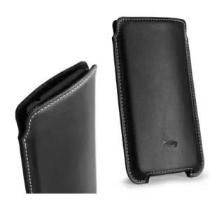 Wholesale LURESKO NORTHERN XXXL leather case slip-on for phone (black smooth with white thread) - LUR43 - {ean13} - Hurt