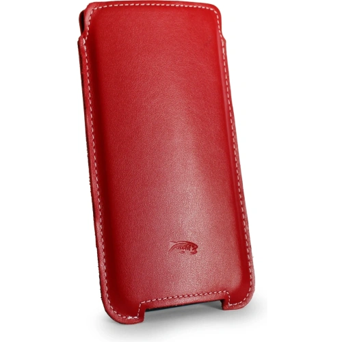 Skórzane etui LURESKO NORTHERN XXXL typu wsuwka na telefon (czerwony gładki biała nić)