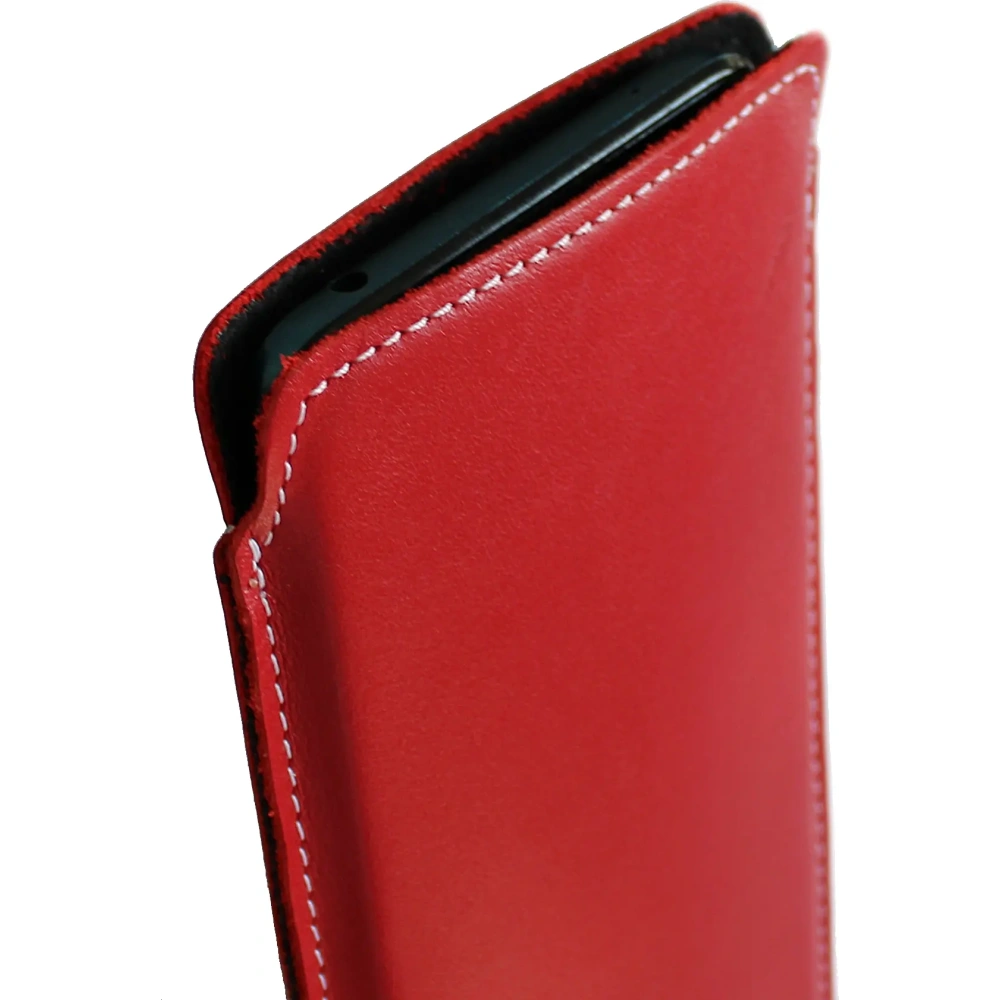 Wholesale LURESKO NORTHERN XXXL leather slip-on case for phone (red smooth with white thread) - LUR44 - {ean13} - Hurt