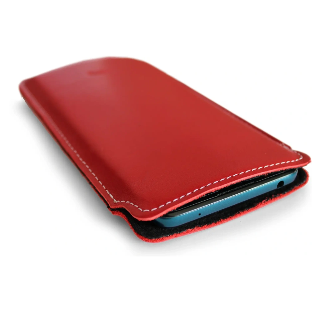Wholesale LURESKO NORTHERN XXXL leather slip-on case for phone (red smooth with white thread) - LUR44 - {ean13} - Hurt