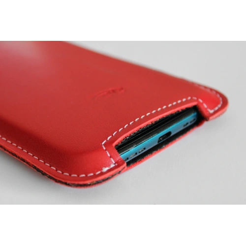 Skórzane etui LURESKO NORTHERN XXXL typu wsuwka na telefon (czerwony gładki biała nić)