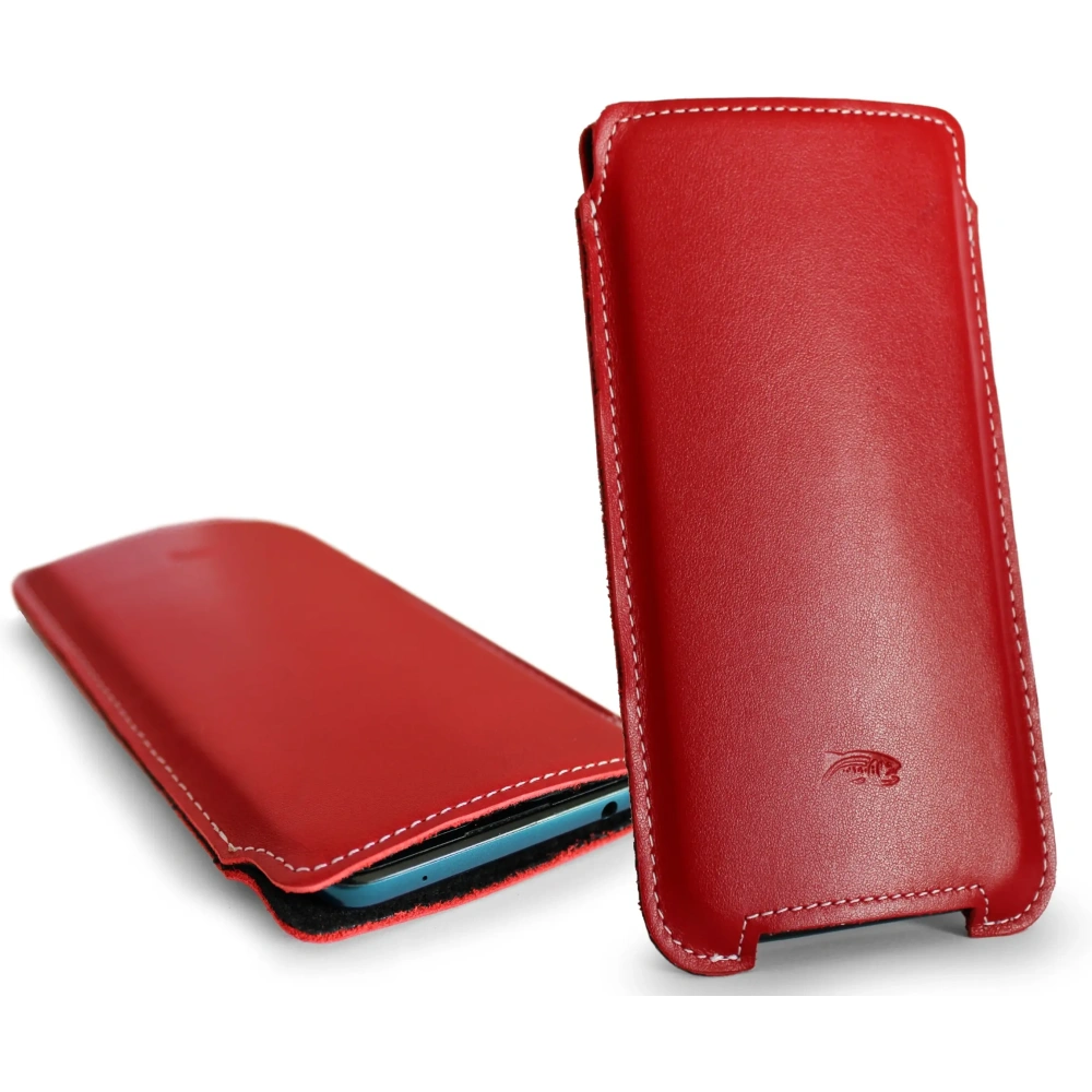 Wholesale LURESKO NORTHERN XXXL leather slip-on case for phone (red smooth with white thread) - LUR44 - {ean13} - Hurt