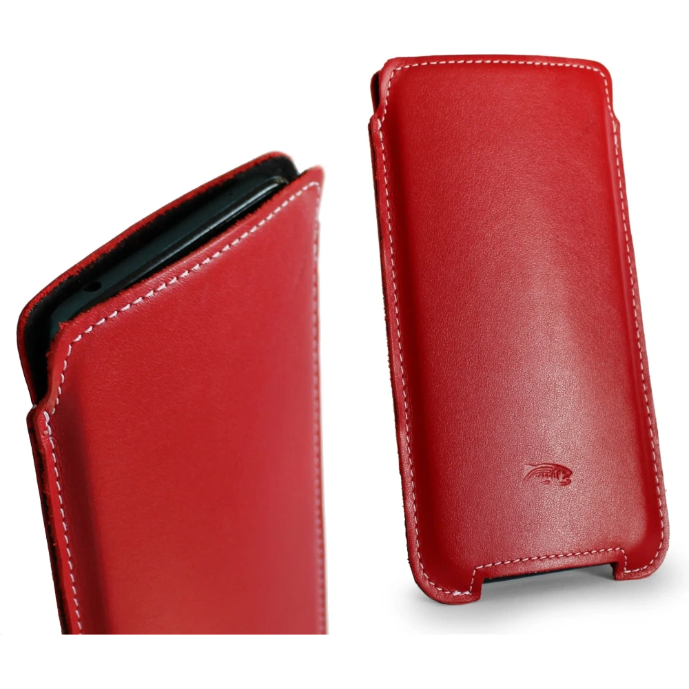 Wholesale LURESKO NORTHERN XXXL leather slip-on case for phone (red smooth with white thread) - LUR44 - {ean13} - Hurt