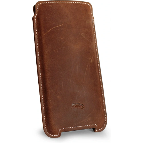 Skórzane etui LURESKO NORTHERN XXXL typu wsuwka na telefon (brąz vintage biała nić)
