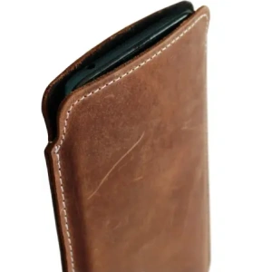 Wholesale LURESKO NORTHERN XXXL leather slipcase for phone (vintage brown with white thread) - LUR45 - {ean13} - Hurt