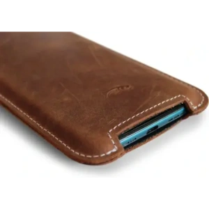 Wholesale LURESKO NORTHERN XXXL leather slipcase for phone (vintage brown with white thread) - LUR45 - {ean13} - Hurt