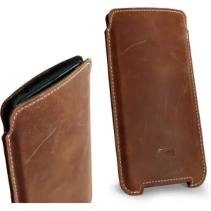 Wholesale LURESKO NORTHERN XXXL leather slipcase for phone (vintage brown with white thread) - LUR45 - {ean13} - Hurt
