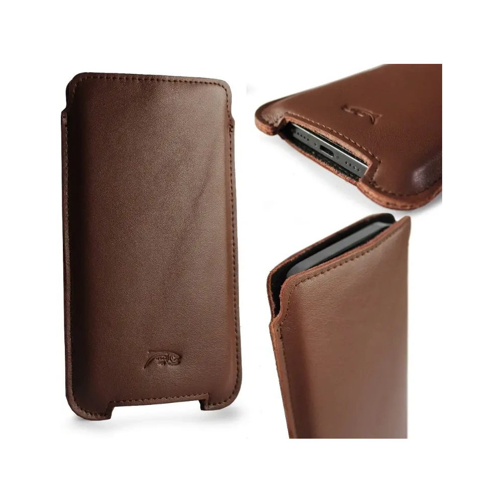 Wholesale LURESKO NORTHERN XXXL leather case pull-out type for phone (smooth brown) - LUR46 - {ean13} - Hurt