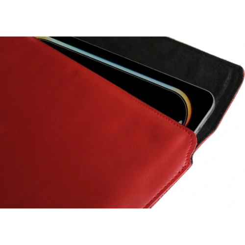 Skórzane etui LURESKO CLAYER XL+ na tablet 290 x 212 x 9mm (czerwony gładki  czerwona nić)