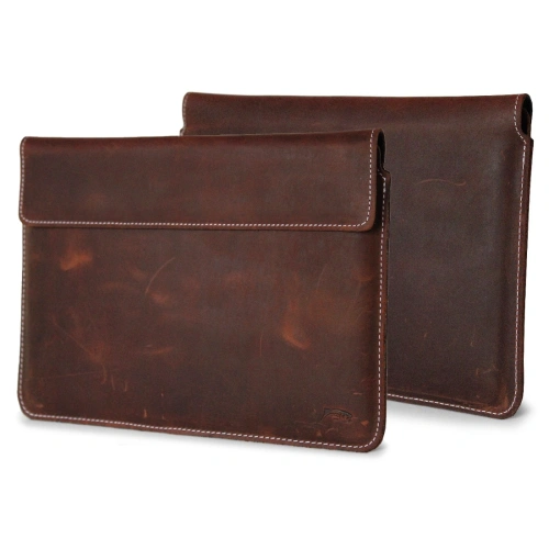 Skórzane etui LURESKO CLAYER XL+ na tablet 290 x 212 x 9mm (brąz vintage  biała nić)