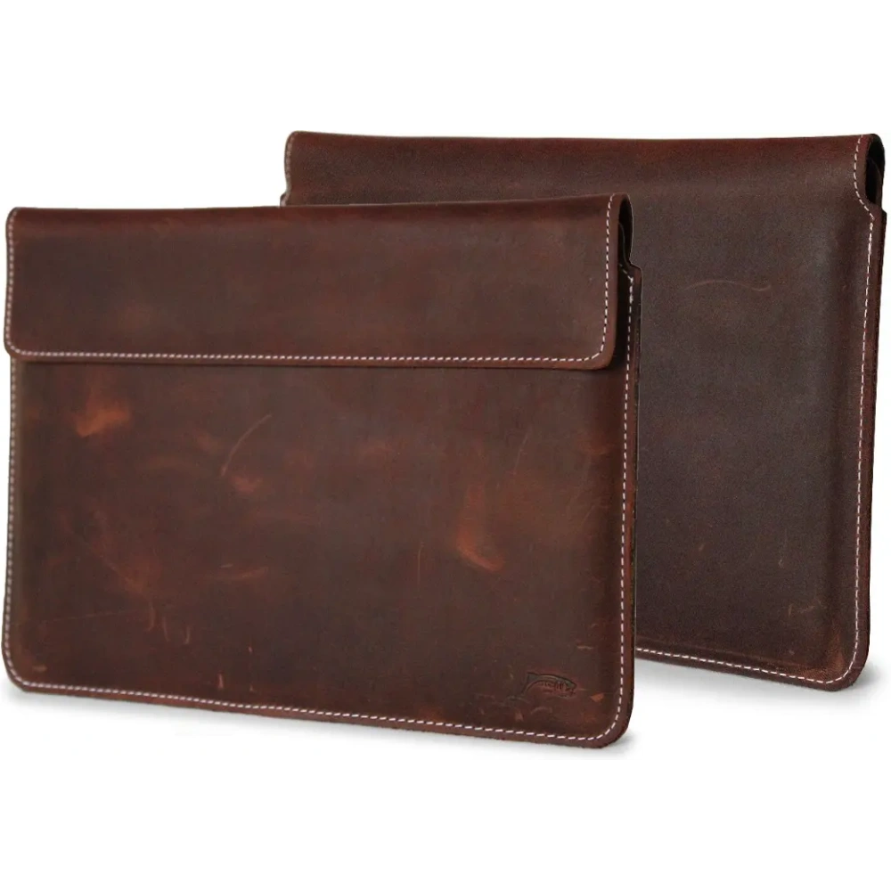 Wholesale LURESKO CLAYER XL+ leather case for tablet 290 x 212 x 9mm (vintage brown with white thread) - LUR54 - {ean13} - Hurt