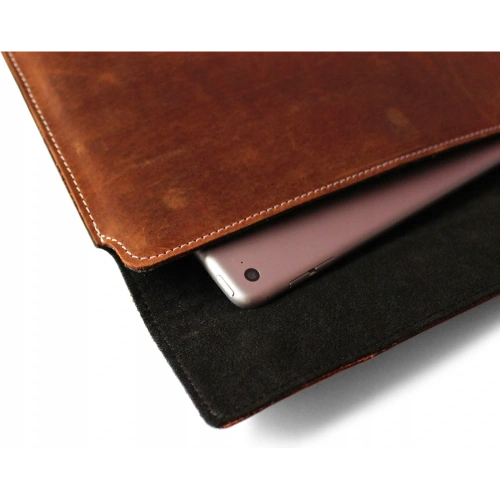 Skórzane etui LURESKO CLAYER XL+ na tablet 290 x 212 x 9mm (brąz vintage  biała nić)