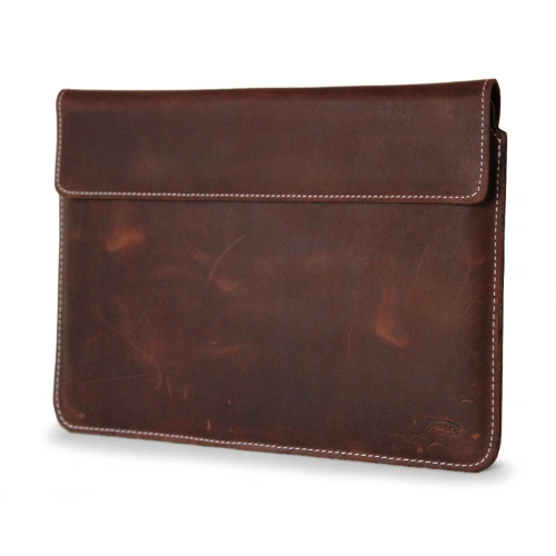 Skórzane etui LURESKO CLAYER XL+ na tablet 290 x 212 x 9mm (brąz vintage  biała nić)