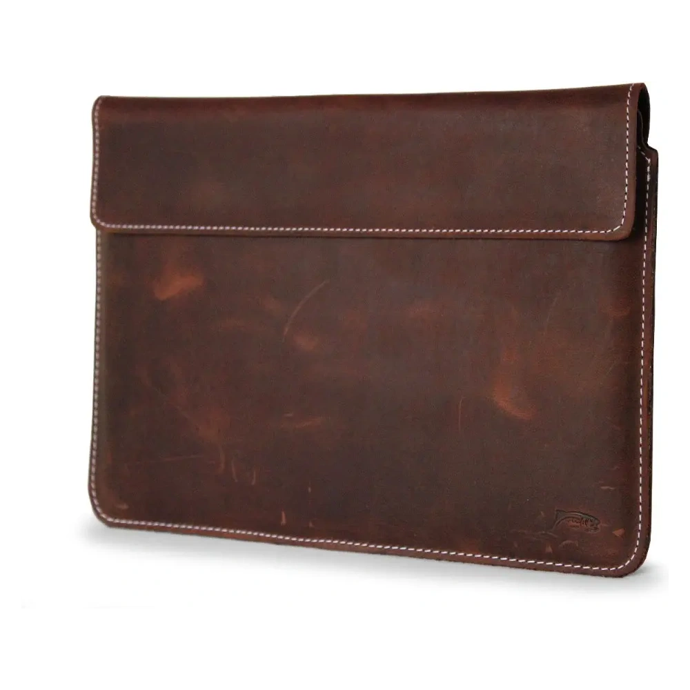 Wholesale LURESKO CLAYER XL+ leather case for tablet 290 x 212 x 9mm (vintage brown with white thread) - LUR54 - {ean13} - Hurt