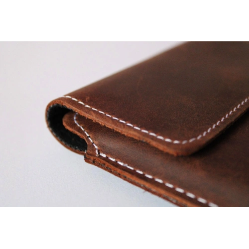 Skórzane etui LURESKO CLAYER XL+ na tablet 290 x 212 x 9mm (brąz vintage  biała nić)