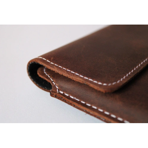 Skórzane etui LURESKO CLAYER XXL na tablet 313 x 222 x 9mm (brązowy vintage  biała nić)