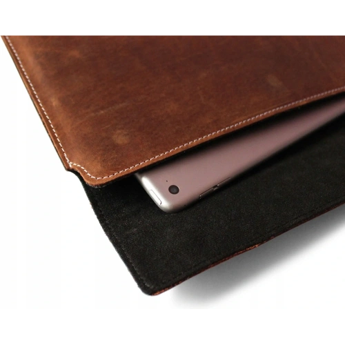 Skórzane etui LURESKO CLAYER XXL na tablet 313 x 222 x 9mm (brązowy vintage  biała nić)
