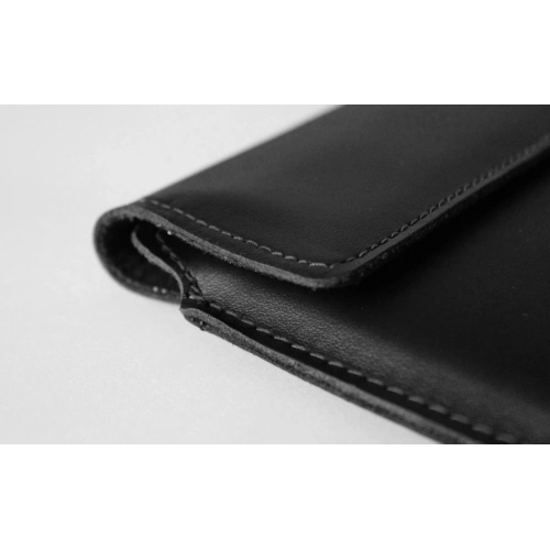 Skórzane etui LURESKO CLAYER XXL na tablet 313 x 222 x 9mm (czarny gładki  czarna nić)