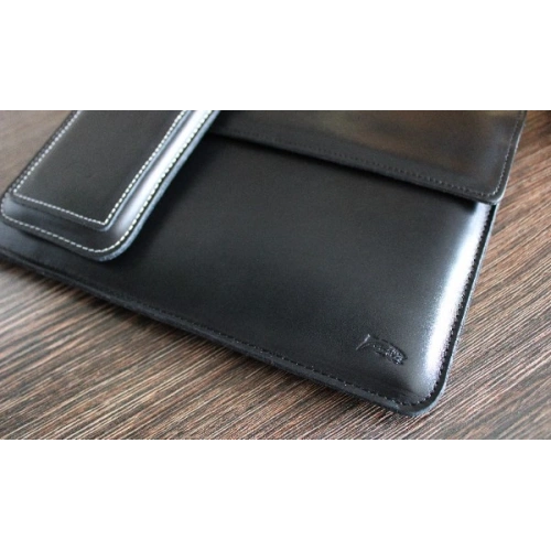 Skórzane etui LURESKO CLAYER XL2 GKL na tablet 249 x 181 x 9mm (czarny gładki  czarna nić)