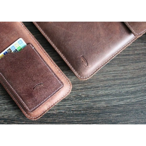 Skórzane etui LURESKO CLAYER XL2 GKL na tablet 249 x 181 x 9mm (brązowy vintage  biała nić)