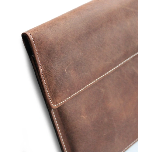 Skórzane etui LURESKO CLAYER XL2 GKL na tablet 249 x 181 x 9mm (brązowy vintage  biała nić)