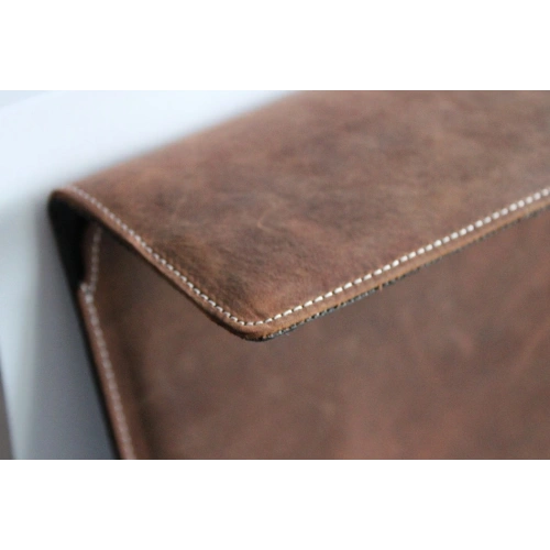 Skórzane etui LURESKO CLAYER XL2 GKL na tablet 249 x 181 x 9mm (brązowy vintage  biała nić)