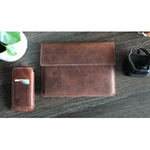 Wholesale LURESKO CLAYER XL2 GKL leather case for tablet 249 x 181 x 9mm (vintage brown with white thread) - LUR59 - {ean13} - Hurt