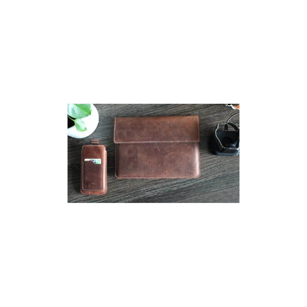 Wholesale LURESKO CLAYER XL2 GKL leather case for tablet 249 x 181 x 9mm (vintage brown with white thread) - LUR59 - {ean13} - Hurt