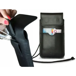 Wholesale LURESKO VISSA 4XL leather case for neck 170x80x9mm (black smooth with black thread) - LUR60 - {ean13} - Hurt